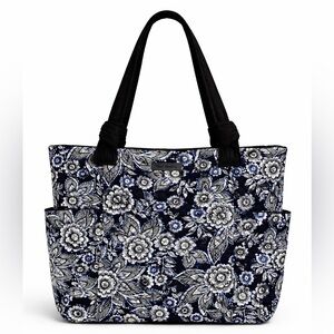 Vera Bradley Black, White and Blue Floral Tote Shoulder Bag